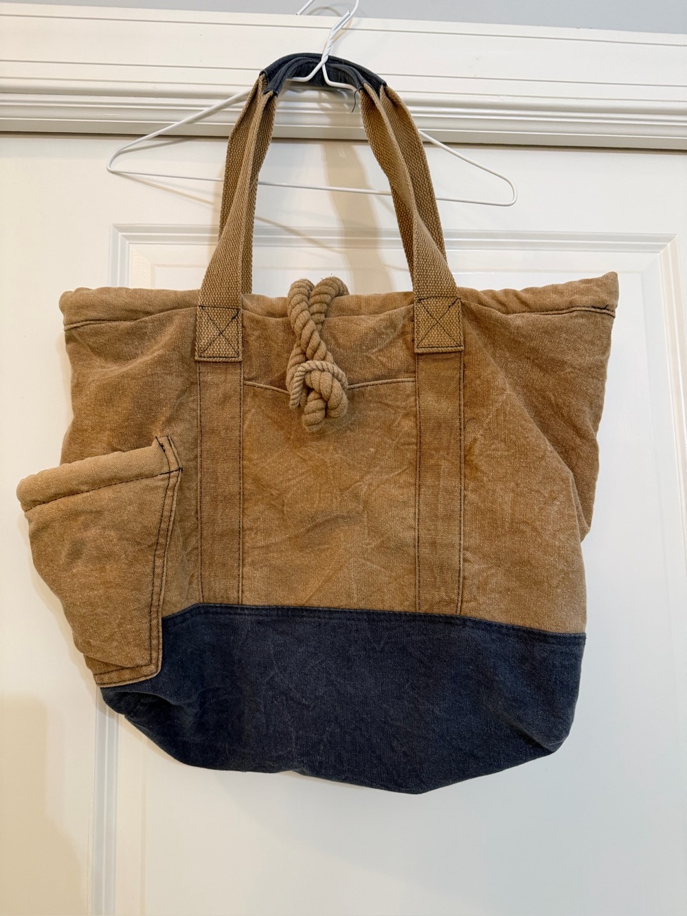 Canvas Tote Bag in Brown and Blue  - Casual Everyday Carry